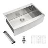 Lordear 33 Inch Farmhouse Sink 16 Gauge Kitchen Sink Drop-in Topmount Apron Front Single Bowl Stainless Steel Sink