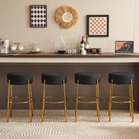 30" Tall, Round High Bar Stools, Set of 2 - Contemporary upholstered dining stools for kitchens, coffee shops and bar stores - Includes sturdy hardwar