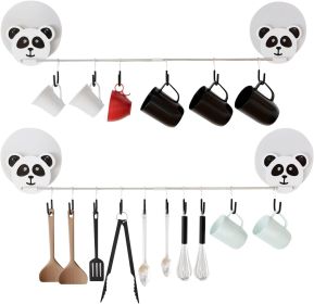 2-piece cat head wall-mounted S-hook set, space-saving wall-mounted pan holder, adjustable hook with 20 S-hooks, stainless steel gourmet kitchen utens