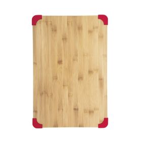 Farberware 12X18 inch Thick Bamboo Wood Cutting Board with Non-Slip Red Corners