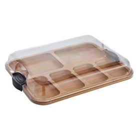 Farberware Build-A-Board Bamboo Board, 6 Compartments with Locking Lid, Charcuterie, 11x14, Black