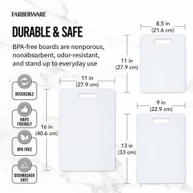 Farberware 3 Piece Poly Cutting Board Set 8.5inch x 11inch 9inch x 13inch, 11inch x 16inch