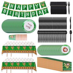 171Pcs Baseball Party Supplies Kit Baseball Birthday Party Disposable Dinnerware Set Baseball Themed Party Tableware Decorations Cups Plates Napkins S