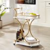 2-Tier Bar Cart, Mobile Bar Serving Cart, Industrial Style Wine Cart for Kitchen, Beverage Cart with Wine Rack and Glass Holder, Rolling Drink Trolley