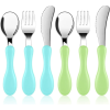 Freaki 6PCS Toddler Utensils Set, Toddler Utensils Stainless Steel Fork, Spoon and Knife Set with Silicone Holding Design, Children's Flatware Set, BP