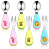 AOWOO Toddler Fork and Spoon Set, 6 Packs Stainless Steel Baby Utensils Cutlery Set, Toddler Spoons Forks Self Feeding for 12 Months Plus Toddler Kids