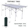 Portable Folding Lightweight Aluminum Camping Picnic Table for 4-6, Compact Roll Top Table with Carry Bag