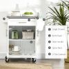 HOMCOM Kitchen Island on Wheels, Rolling Kitchen Cart with Stainless Steel Countertop, Drawer, Towel Rack and Spice Rack, Utility Storage Trolley, Whi