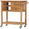 Kitchen Trolley 31.5"x17.7"x35.8" Solid Wood Acacia