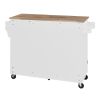 K&K Rolling Kitchen Island with Storage, Kitchen Cart with Rubber Wood Top, 3 Drawer, 2 Slide-Out Shelf and Internal Storage Rack, Kitchen Island on W