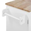 K&K Rolling Kitchen Island with Storage, Kitchen Cart with Rubber Wood Top, 3 Drawer, 2 Slide-Out Shelf and Internal Storage Rack, Kitchen Island on W