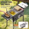 VEVOR Outdoor Propane Deep Fryer, Double Burners Commercial Fryer, 16 Qt Stainless Steel Cooker with Removable Baskets & Lids & Tanks, Oil Fryer Cart