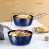 1.2 Quart Pot Saucepan with Lid;  Small Nonstick Saucepan with Lid;  Small Soup Pot with Lid;  Small Induction Stock Pot;  Blue Mini Saucepan with Lid