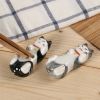 8Pcs Ceramics Creative Animal Chopstick Rest Lazy Cat Chopstick Spoon Fork Knife Holder