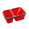 Lunch Box Bento Box Collapsible Silicone Lunchbox with Two Compartments BPA Free Heat Resistant Great for School Work Camping Hiking Food Storage