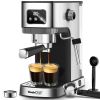 Espresso Machine, Cappuccino & Latte Machine with ESE POD Filter & Milk Frother Steam Wand, Accurate Temperature & Time Control, Compact Coffee Machin