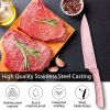 Kitchen Knife Set,Pink Flower 6PC Stainless Steel Sharp Chef Knife Set with Acrylic Stand, Cooking Non-slip Knife Set with Block, Non-stick Colorful C