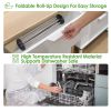 Extra Large Stretchable Roll Up Dish Drying Rack with 2 Removable Utensil Baskets Foldable Over Sink Stainless Steel Dish Drying Rack 12.59in to 23.22