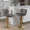 A&A Furniture,Swivel Bar Stools Set of 2, Velvet Counter Height Adjustable Barstools, Dining Bar Chairs Upholstered Modern Bar Stool for Kitchen Islan