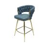 Bar Chair Suede Woven Bar Stool Set of 4,Golden legs Barstools No Adjustable Kitchen Island Chairs,360 Swivel Bar Stools Upholstered Bar Chair Counter