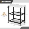 3-Tier Foldable Outdoor Stainless Steel Food Prepare Dining Cart Table on Wheels