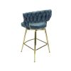 Bar Chair Suede Woven Bar Stool Set of 4,Golden legs Barstools No Adjustable Kitchen Island Chairs,360 Swivel Bar Stools Upholstered Bar Chair Counter