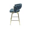 Bar Chair Suede Woven Bar Stool Set of 4,Golden legs Barstools No Adjustable Kitchen Island Chairs,360 Swivel Bar Stools Upholstered Bar Chair Counter