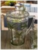 2.75 Quarts Water Pitcher with Lid, Palm Tree Design Unbreakable Plastic Pitcher, Drink Pitcher, Juice Pitcher with Spout BPA Free