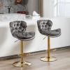 A&A Furniture,Swivel Bar Stools Set of 2, Velvet Counter Height Adjustable Barstools, Dining Bar Chairs Upholstered Modern Bar Stool for Kitchen Islan