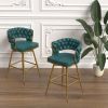 Bar Chair Suede Woven Bar Stool Set of 4,Golden legs Barstools No Adjustable Kitchen Island Chairs,360 Swivel Bar Stools Upholstered Bar Chair Counter