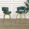 Bar Chair Suede Woven Bar Stool Set of 4,Golden legs Barstools No Adjustable Kitchen Island Chairs,360 Swivel Bar Stools Upholstered Bar Chair Counter