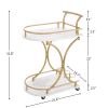 2-Tier Bar Cart, Mobile Bar Serving Cart, Industrial Style Wine Cart for Kitchen, Beverage Cart with Wine Rack and Glass Holder, Rolling Drink Trolley