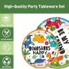 Dinosaur Plates Disposable Paper Plate Party Supplies Pack Birthday Dinnerware Serves 16 for Boy Kids Perfect Tableware Includes Plates; Napkins; Fork