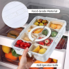 8 Divided Snack Boxes with Utensil Tray, Toast Plate, Lid, Stackable and Removable Fruit and Vegetable Containers, for Travel Snack Candy Nuts Spice