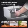 VEVOR Commercial Hand Sink with Faucet and Side Splash, NSF Stainless Steel Sink for Washing, Small Hand Washing Sink, Wall Mount Hand Basin for Resta