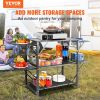 VEVOR Camping Kitchen Table, One-piece Folding Portable Cook Station with A Carrying Bag, Aluminum Camping Table 4 Iron Side Tables & 2 Shelves, Ideal