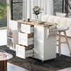 K&K Rolling Kitchen Island with Storage, Kitchen Cart with Rubber Wood Top, 3 Drawer, 2 Slide-Out Shelf and Internal Storage Rack, Kitchen Island on W