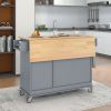 Rolling Mobile Kitchen Island with Solid Wood Top and Locking Wheels,52.7 Inch Width,Storage Cabinet and Drop Leaf Breakfast Bar,Spice Rack, Towel Rac