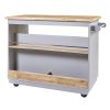 Rolling Kitchen Island with Storage, Two-sided Kitchen island Cart on Wheels with Wood Top, Wine and Spice Rack, Large Kitchen Cart with 2 Drawers, 3