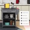 HOMCOM Kitchen Island on Wheels, Rolling Kitchen Cart with Stainless Steel Countertop, Drawer, Towel Rack and Spice Rack, Utility Storage Trolley, Gra