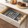 Lifewit Silverware Drawer Organizer, Expandable Utensil Tray for Kitchen, Adjustable Flatware Grey