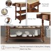 56 inch Rolling Kitchen Island with Storage,Kitchen Cart with Solid OAK Wood Top,Two-sided Kitchen island Cart on Wheels , Wine and Spice Rack, Large