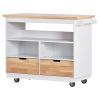 Rolling Kitchen Island with Storage, Two-sided Kitchen island Cart on Wheels with RubberWood Top,Wine and Spice Rack, Large Kitchen Cart with 2 Drawer