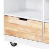 Rolling Kitchen Island with Storage, Two-sided Kitchen island Cart on Wheels with RubberWood Top,Wine and Spice Rack, Large Kitchen Cart with 2 Drawer