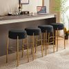 30" Tall, Round High Bar Stools, Set of 2 - Contemporary upholstered dining stools for kitchens, coffee shops and bar stores - Includes sturdy hardwar