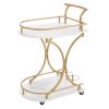 2-Tier Bar Cart, Mobile Bar Serving Cart, Industrial Style Wine Cart for Kitchen, Beverage Cart with Wine Rack and Glass Holder, Rolling Drink Trolley