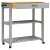 Kitchen Trolley MONZA 33.1"x15.7"x35.4" Solid Wood Pine