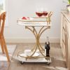 2-Tier Bar Cart, Mobile Bar Serving Cart, Industrial Style Wine Cart for Kitchen, Beverage Cart with Wine Rack and Glass Holder, Rolling Drink Trolley