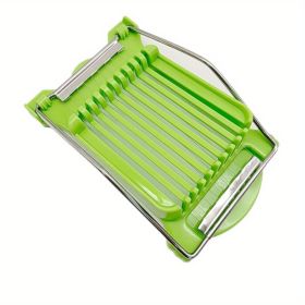 1pc, Multifunctional Luncheon Meat Cutter, Stainless Steel Egg Cutter, Cutting 10 Pieces For Fruit Onion Soft Food Roast Legs, Spam Slicer, Kitchen To (Color: Green Luncheon Meat Slicer)