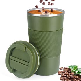 1pc; Stainless Steel Vacuum Insulated Tumbler; Coffee Travel Mug Spill Proof With Lid; Thermos Cup For Keep Hot/Ice Coffee; Tea And Beer (Capacity: 17oz, Color: Green)